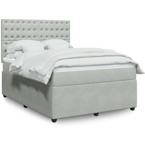 vidaXL Box spring postelja z vzmetnico svetlo siva 140x200 cm žamet Cene