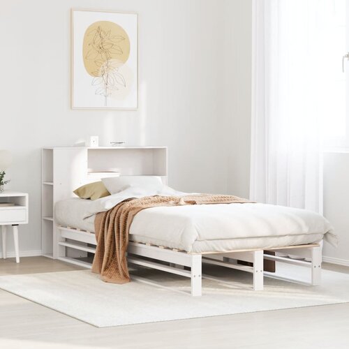 vidaXL Knjižna postelja brez vzmetnice bela 90x190 cm trden les Cene