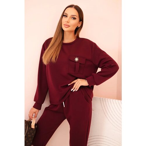 Kesi Włoski Women&amp;#039;s set buttercream sweatshirt and pants with elastic plum Slike