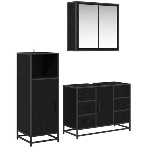vidaXL set namještaja za kupaonicu 3 pcs crni hrast 80 x 33 x 60 cm Cene