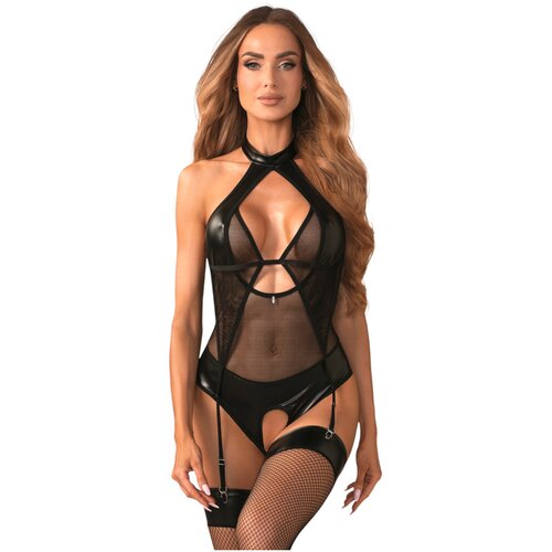 Obsessive Dominna - prosojno, sijoče telo (črno) - L/XL Slike