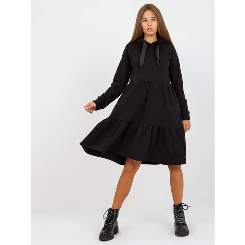 Fashion Hunters Black FRESH MADE hooded sweatshirt dress