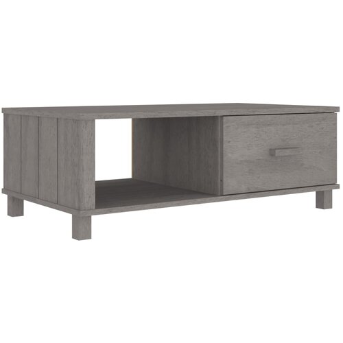 Maison Chic Klubska mizica - kavna mizica - Nizka mizica HAMAR svetlo siva 100x55x35 cm trdna borovina, (21753737) Slike
