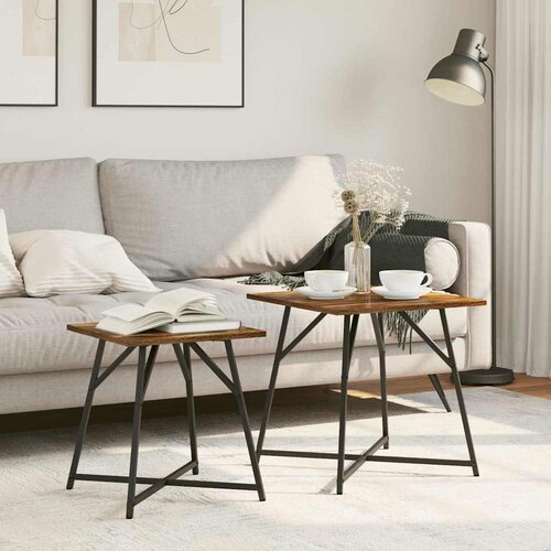  Set pomoćnih stolića 2 pcs Dimnjeni hrast i crna Cijene