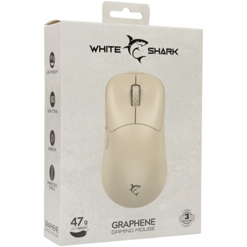 WHITESHARK Graphene GM-5014 gaming mi&amp;scaron; 12.400 DPI, bež Slike
