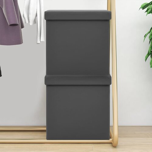 Sklopivi taburei za pohranu 2 kom sivi PVC Cijene