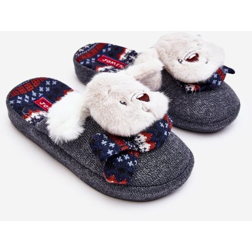 Kesi Children&amp;#039;s slippers with thick soles with Grey Dasca bear Slike