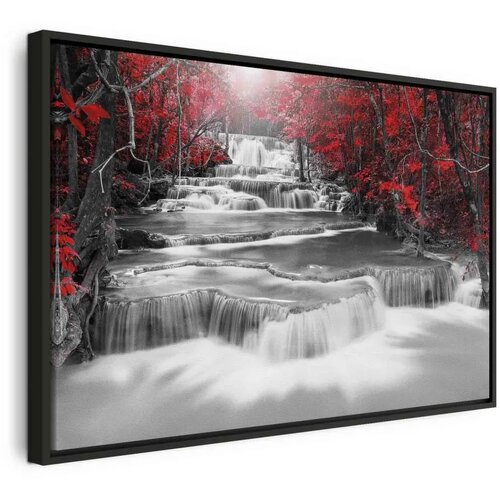  Slika - Cascade of Thoughts (1 Part) Wide Red 90x60 U crnom drvenom okviru Cijene