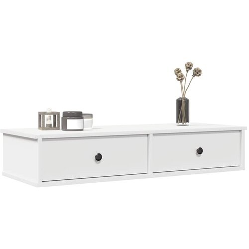 vidaXL Stenska polica s predali bel 100x37,5x19 cm inženirski les Cene