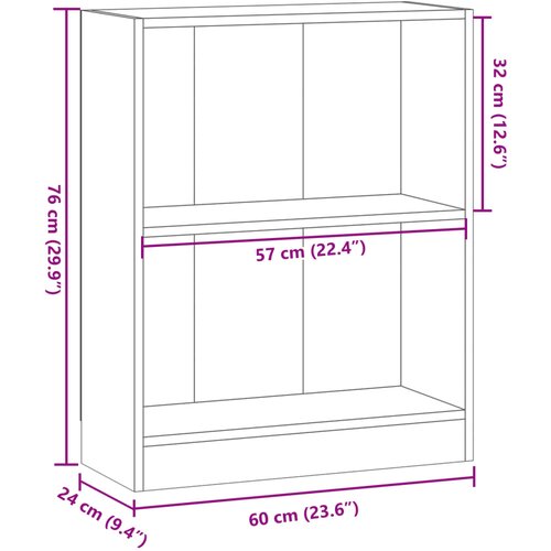  Regal za knjige boja starog drva 60x24x76 cm konstruirano drvo Slike