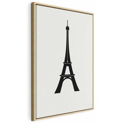  Slika - Eiffel Tower Simple Graphics in Black and White 40x60 U prirodnom drvenom okviru Cijene