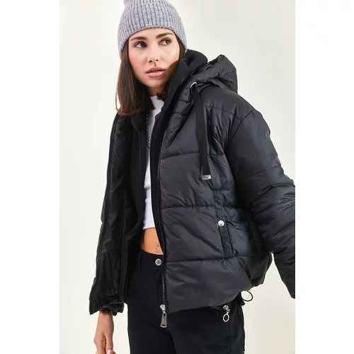 Bianco Lucci Women's Hooded Inflatable Coat with Elastic Waist 5117