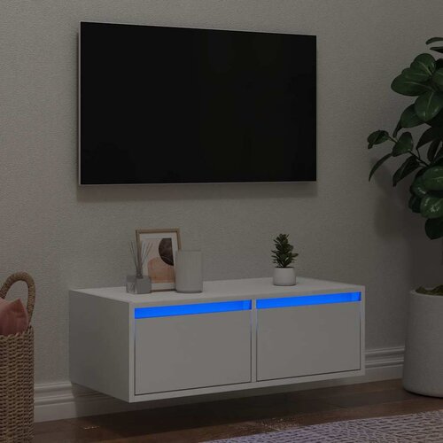 TV ormarić s LED svjetlima bijeli 75x35,5x25 cm Cene
