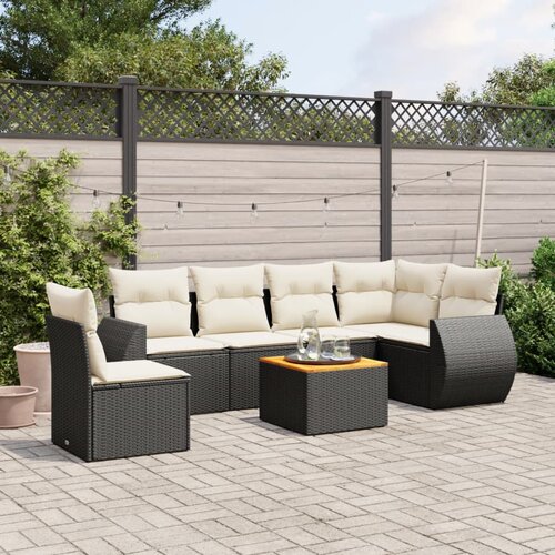 vidaXL 7-dijelni set vrtnih sofa od poliratana s jastucima crni Cijene
