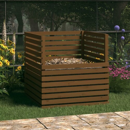 vidaXL Kompostnik medeno rjav 100x100x102 cm trdna borovina Cene