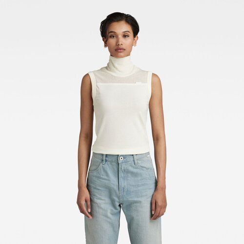 G-star Top - Fabric mix funnel tank top white Cene