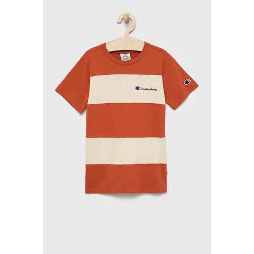Champion Dječja pamučna majica kratkih rukava boja: narančasta, s aplikacijom