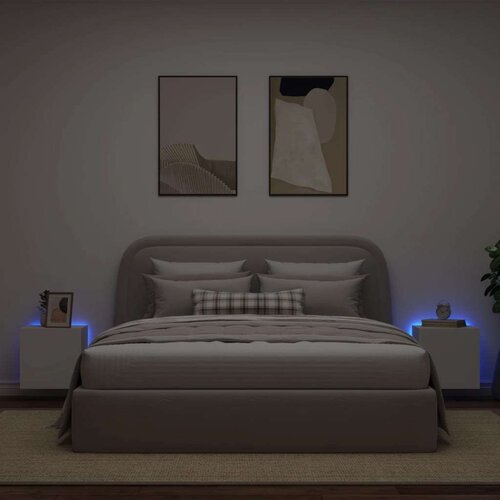  Zidni TV ormarići s LED svjetlima 2 kom bijeli 40 5x35x40 cm Slike