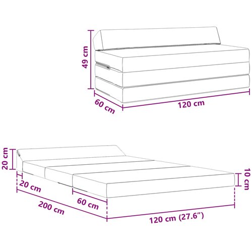 SOFA na razvlačenje Zelena Siva 120 x 60 x 49 cm Tkanina Slike