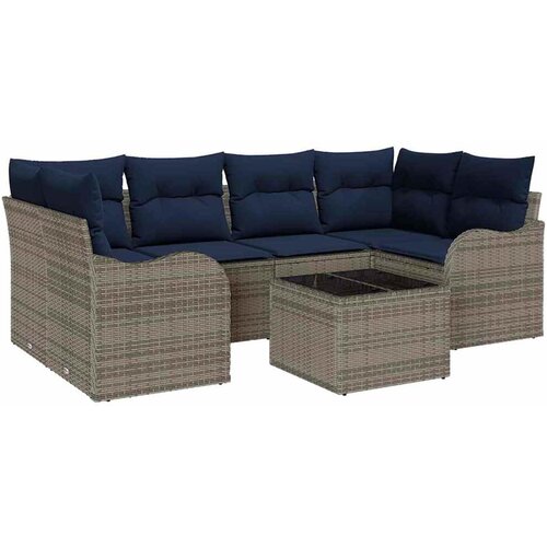 vidaXL Vrtna sedežna garnitura 7 pcs Siva 55 x 55 x 37 cm Poly ratan, (5000063275) Cene