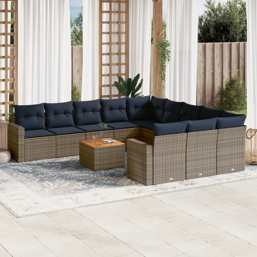 vidaXL 12-dijelni set vrtnih sofa od poliratana s jastucima sivi Cijene