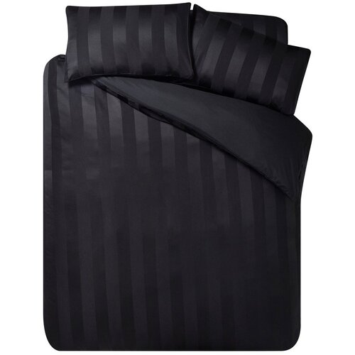 Catherine Lansfield Crna satenska posteljina za bračni krevet 220x230 cm So Soft Satin Stripe &ndash; Cijene