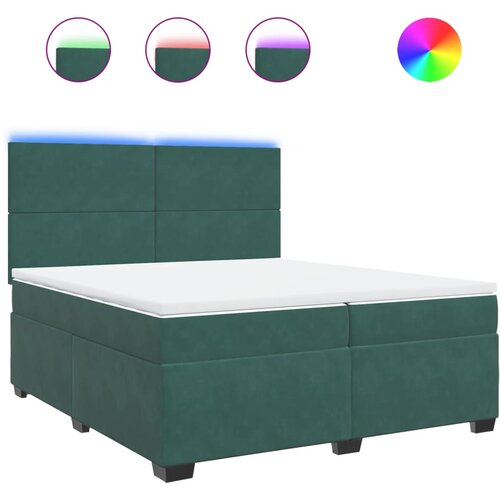 vidaXL Box spring postelja z vzmetnico temno zelena 200x200 cm žamet, (21308641) Cene