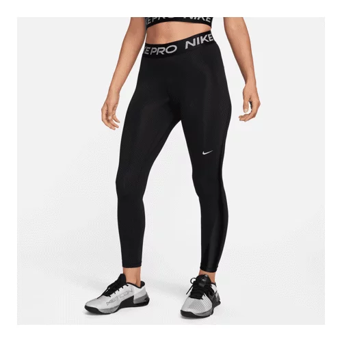 Nike Pro Mid-Rise 7/8 Women's Leggings, Black/Metallic Silver - S, (20850214)
