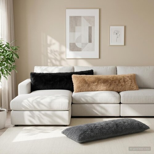  Presvlaka za jastuk HEERLEN Crna 40 x 145 cm PV flis Slike