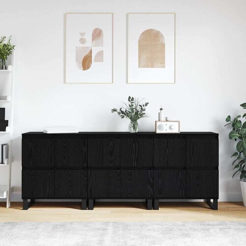 vidaXL Komode 3 pcs Crni hrast 180 x 35 x 70 cm Konstruirano drvo Cijene
