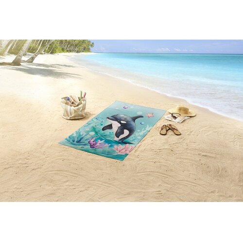 Good Morning Plavi ručnik za plažu od samta za djecu 75x150 cm Splash &amp;ndash; Slike