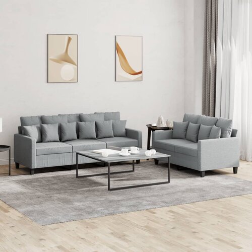  2-dijelni set sofa s jastucima svjetlosivi od tkanine Cijene
