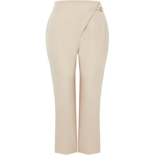 Trendyol Curve Stone High Waist Buckle Detailed Woven Trousers Slike