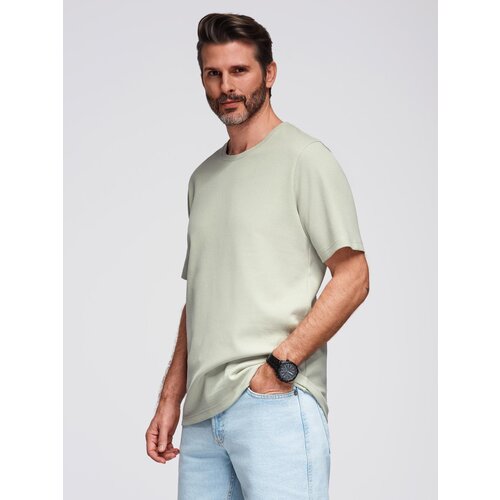 Ombre Men&amp;#039;s waffle-textured T-shirt with round neckline - pistachio Slike