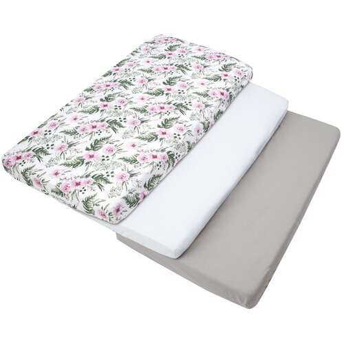Medi Partners Set of 3 pcs. Fitted Sheet 60x120 cm 100% Cotton Baby Bed Linen Mattress Slike