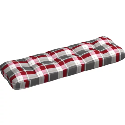 vidaXL jastuk za sofu od paleta crveni karirani 120 x 40 x 10 cm