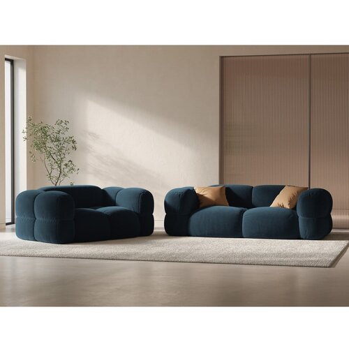 Cosmopolitan Design Temno modra žametna sedežna garnitura 180 cm Loretto &amp;ndash; Slike