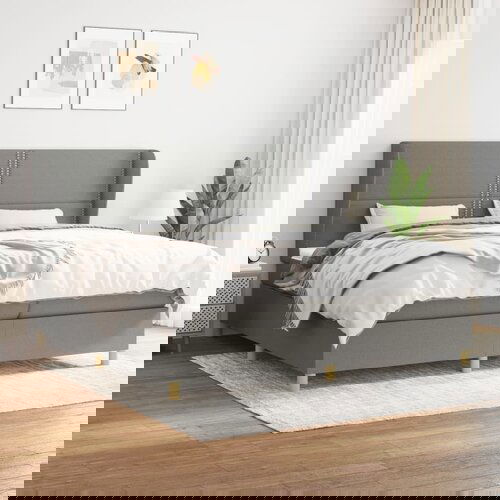 The Living Store Box spring postelja z vzmetnico temno siva 200x200 cm blago - Box Spring Postelja, (21516348) Slike