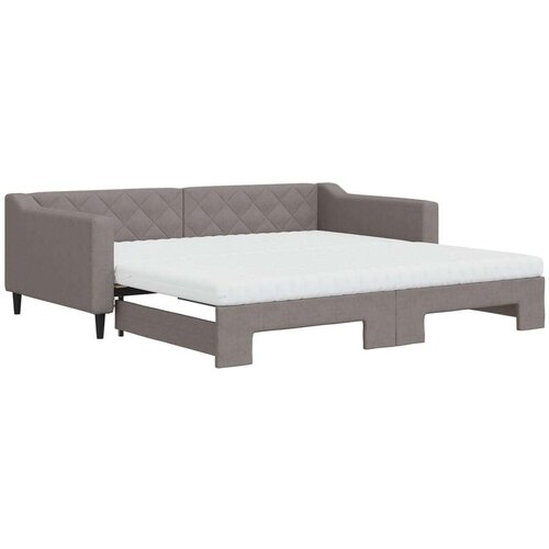  Dnevni krevet na razvlačenje smeđesivi 100 x 200 cm od tkanine Slike