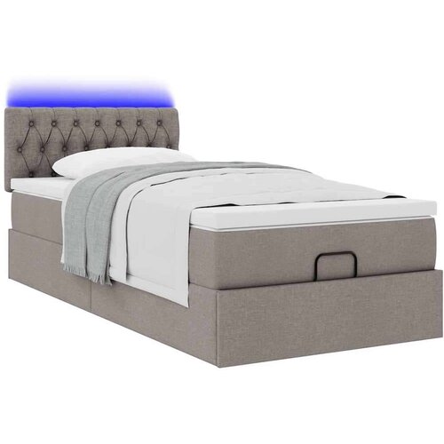 VidaXL otomanski krevet s madracem smeđesivi 100x200 cm tkanine Slike