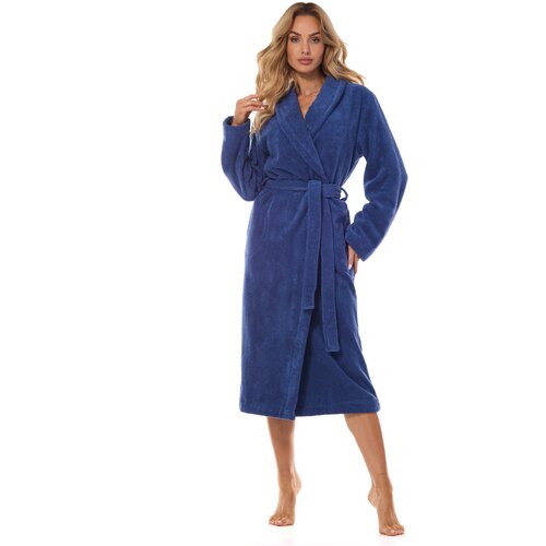 L - L Cotton Long Navy Navy Robe Cene