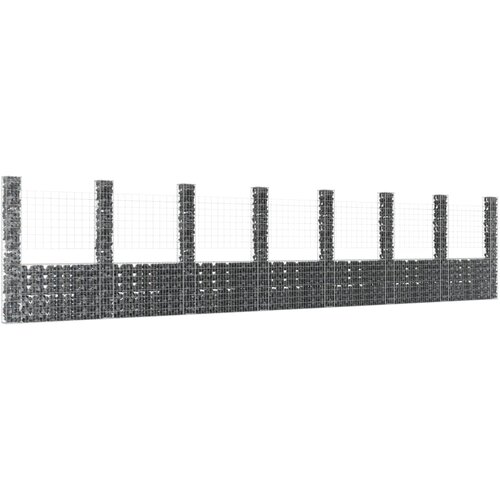 vidaXL gabion košara u-oblike z 8 stebri železo 860x20x200 cm Cene