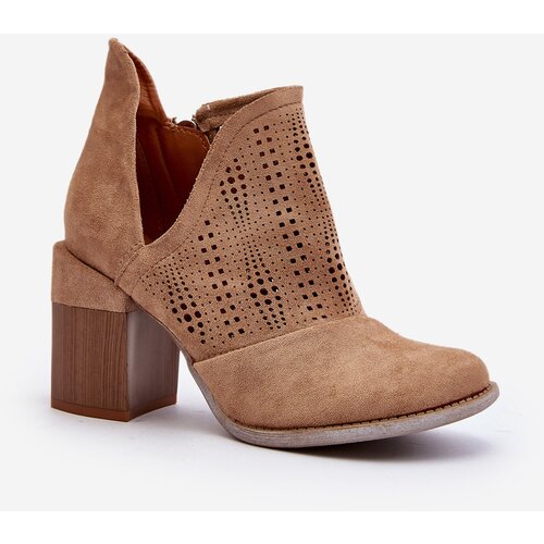 Boto Women's Beige Openwork Ankle Boots with Stiletto Heels Niartima Cene