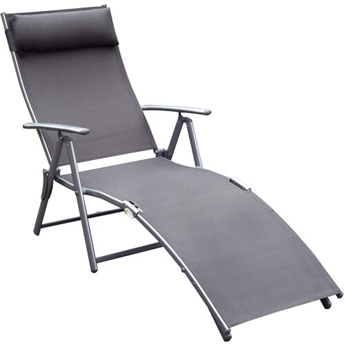 Outsunny zložljiv vrtni ležalnik z blazino, naslonjalom in 7 naslonjali, 137x63,5x100,5cm, siva, (20754313) Slike