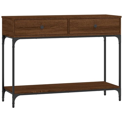 Maison Chic konzolna miza - miza ob steni rjav hrast 100x34,5x75 cm inženirski les, (21786331) Slike