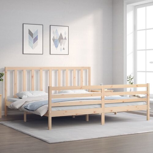 vidaXL Posteljni okvir z vzglavjem 200x200 cm trden les Cene