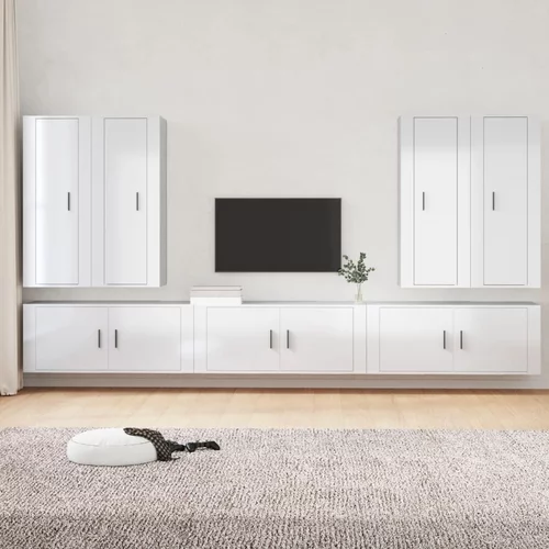 vidaXL 7-dijelni set TV ormarića sjajni bijeli konstruirano drvo