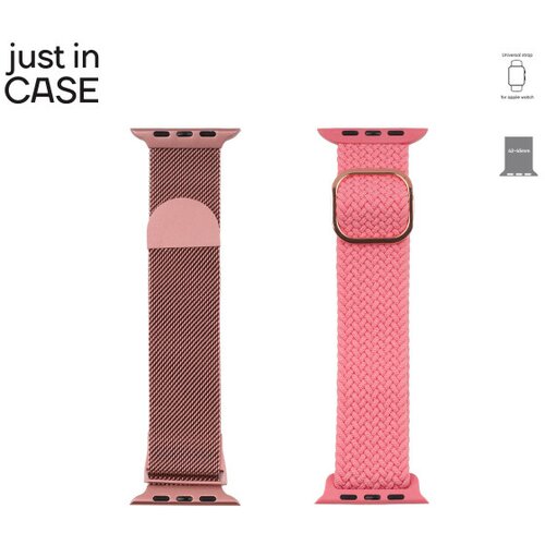 Just In Case 2u1 narukvica 42-45mm pink milanese + pink tekstil Slike