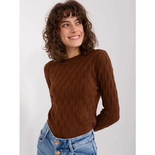 Fashion Hunters Brown classic sweater with long sleeves
