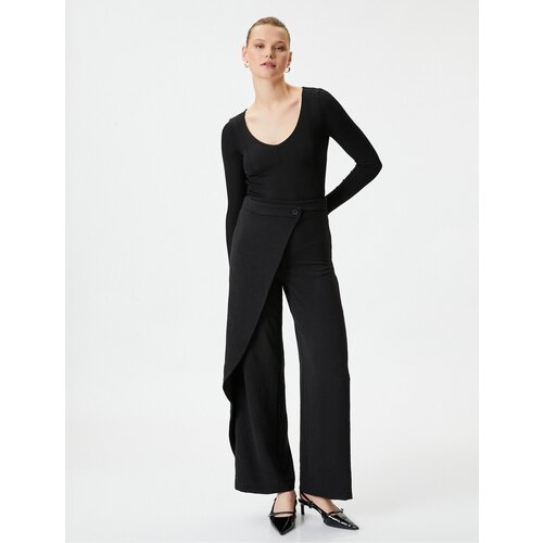 Koton Wide Leg Trousers with Cap Button Detail Slike